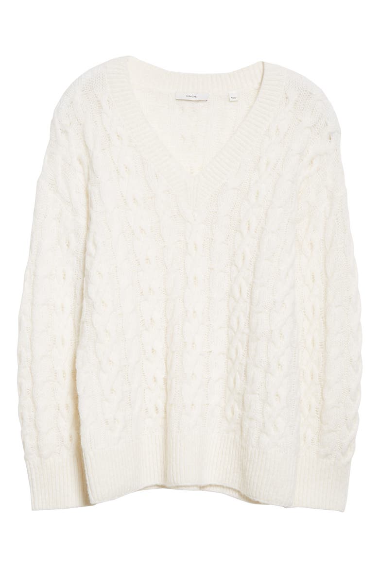 Lattice Cable Knit Wool & Alpaca Blend Sweater, Alternate, color, CREAM