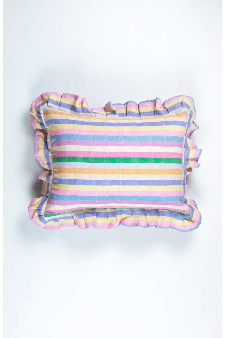 Handwoven Classic Ruffle Square Cotton Throw Pillow, Main, color, Multi