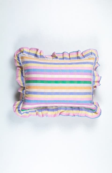 Handwoven Classic Ruffle Square Cotton Throw Pillow