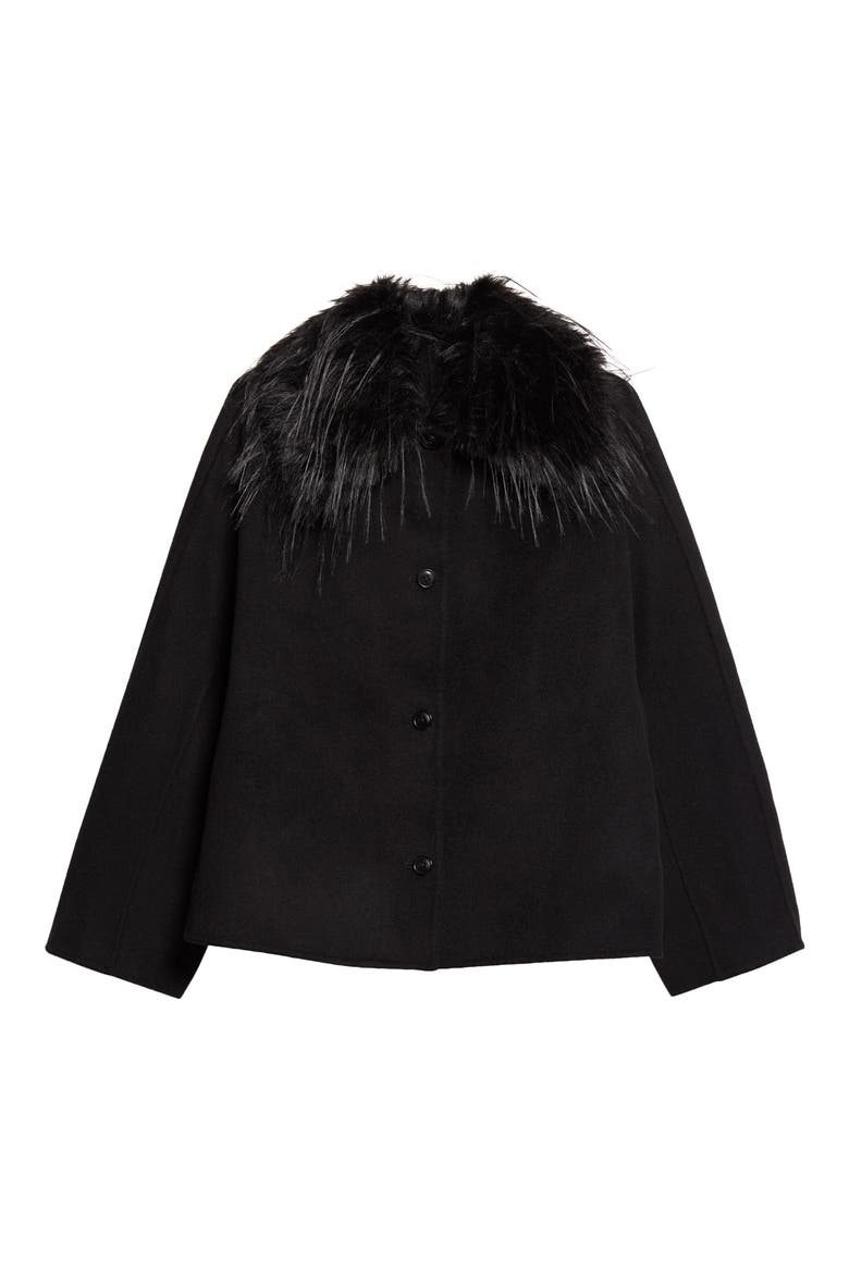 Rafe Faux Fur Collar Wool & Cashmere Jacket, Main, color, BLACK/ BLACK
