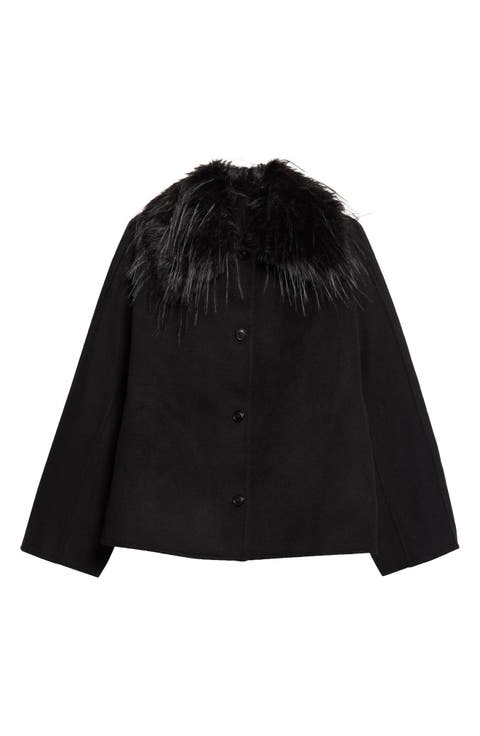 Rafe Faux Fur Collar Wool & Cashmere Jacket