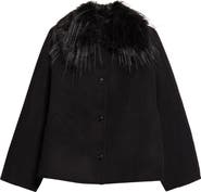 Loulou de Saison Rafe Faux Fur Collar Wool & Cashmere Jacket