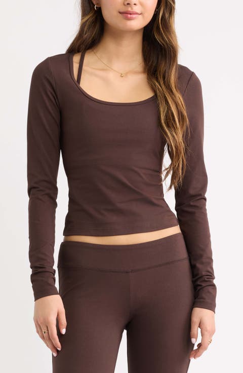 Deep Scoop Neck Long Sleeve Tee