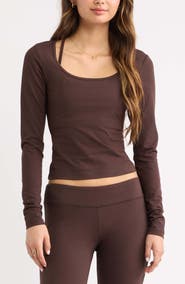 BP. Scoop Neck Stretch Cotton Long Sleeve Tee