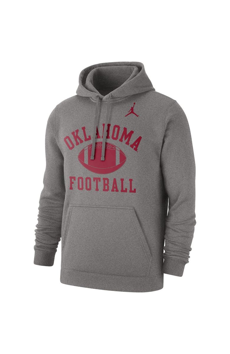 Jordan Brand Men's Jordan Brand Heathered Gray Oklahoma Sooners Football Club Pullover Hoodie, Alternate, color, 