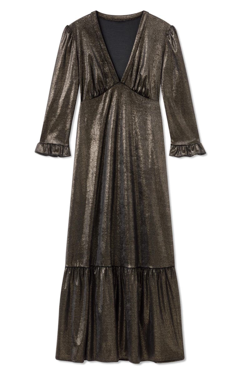 LK Bennett Deborah Plunge Neck Metallic Dress, Alternate, color, 