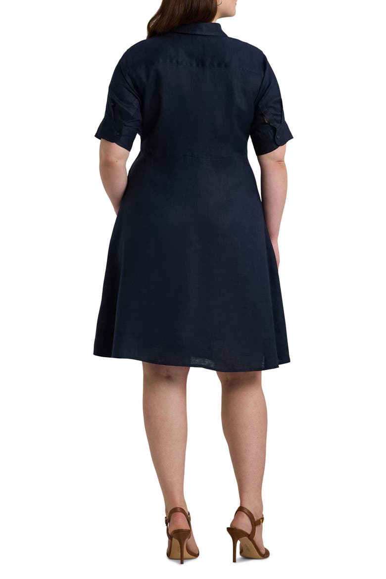 Front Tie Linen Shirtdress, Alternate, color, LAUREN NAVY