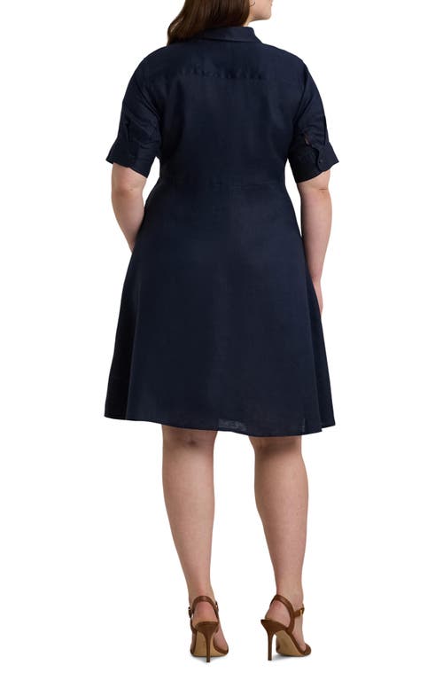 RALPH LAUREN LAUREN RALPH LAUREN FRONT TIE LINEN SHIRTDRESS