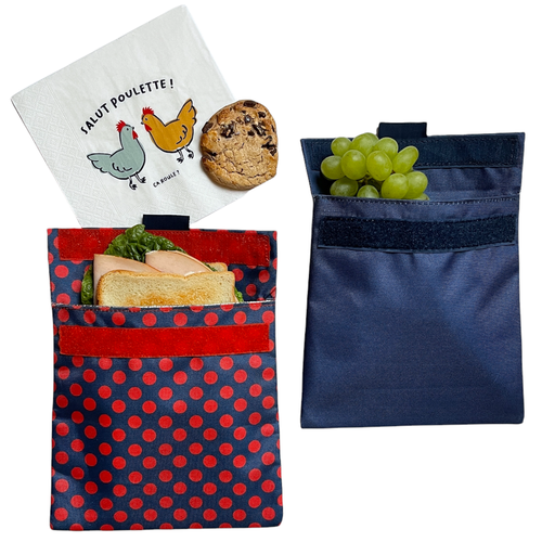 Yumbox Reusable Sandwich Bags Insulated, Washable, Eco-Friendly Fabric Pouches for Snacks, Wraps & Lunches in Zesty And  Navy  product