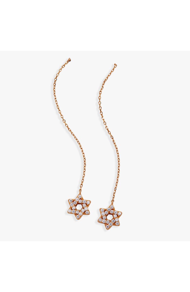 Alex and Ani Delicate Pave Star of David Threader Earrings, Main, color, Gold