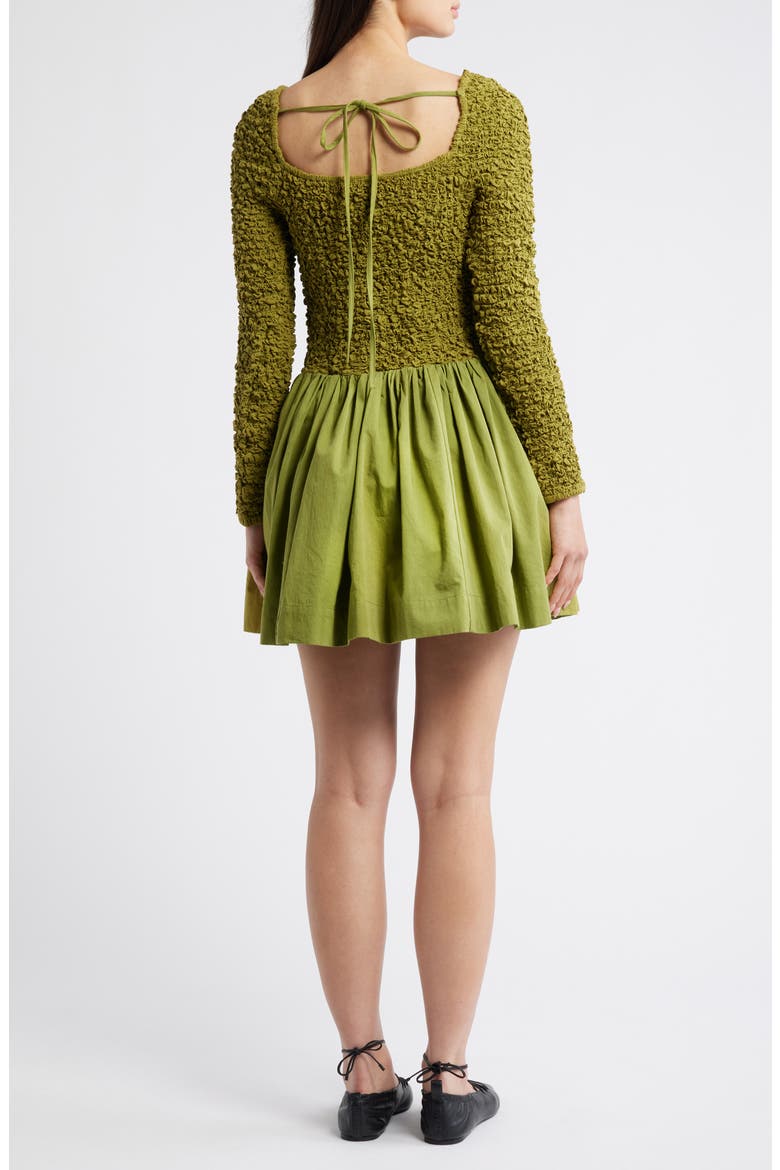 Malinda Smocked Long Sleeve Organic Cotton Minidress, Alternate, color, OLIVE