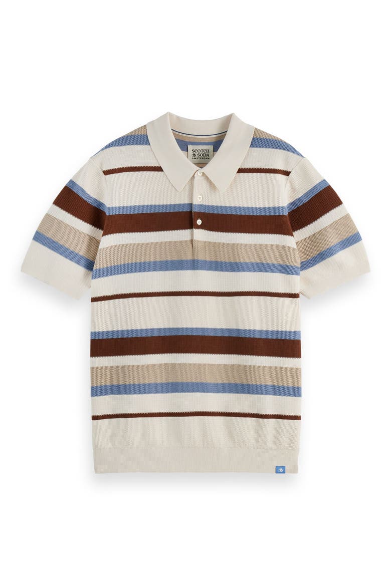 Stripe Textured Cotton Knit Polo, Alternate, color, PLAZA TAUPE STRIPE