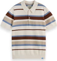 Scotch & Soda Stripe Textured Cotton Knit Polo
