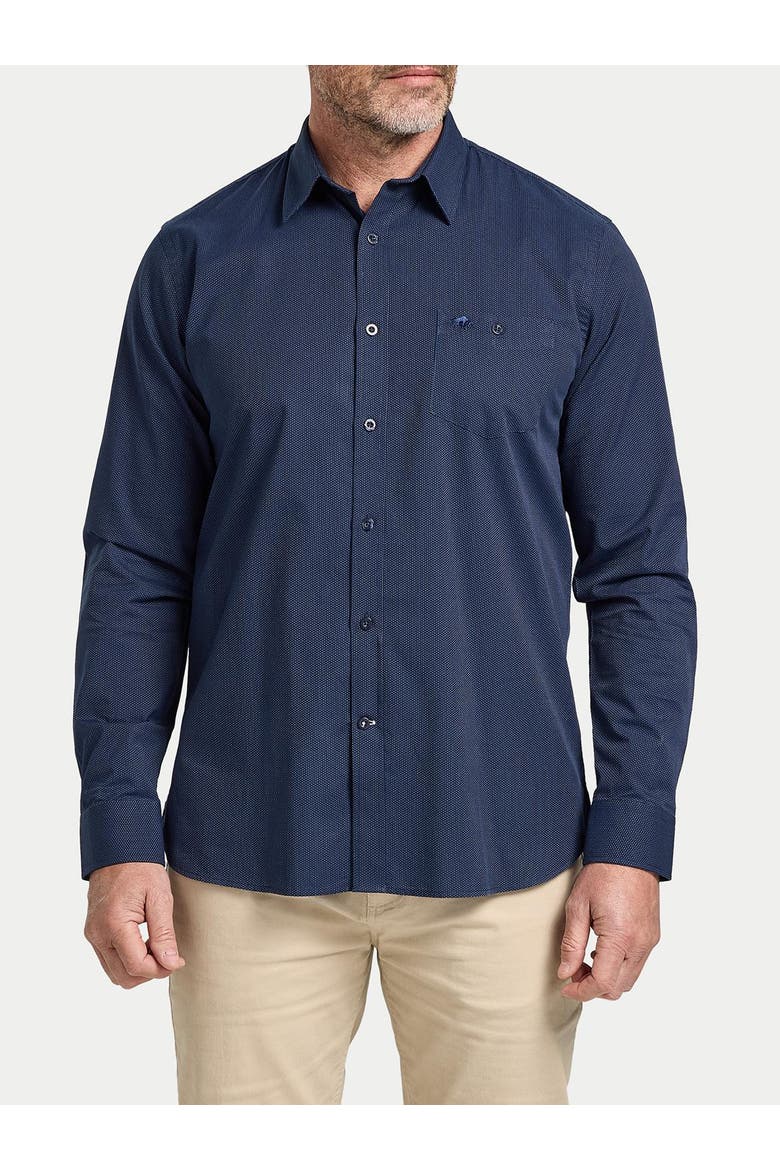 Long Sleeve Dash Dobby Cotton Shirt, Alternate, color, Navy