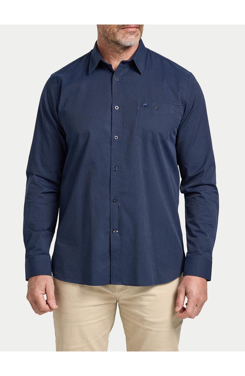 Raging Bull Long Sleeve Dash Dobby Cotton Shirt, Alternate, color, Navy