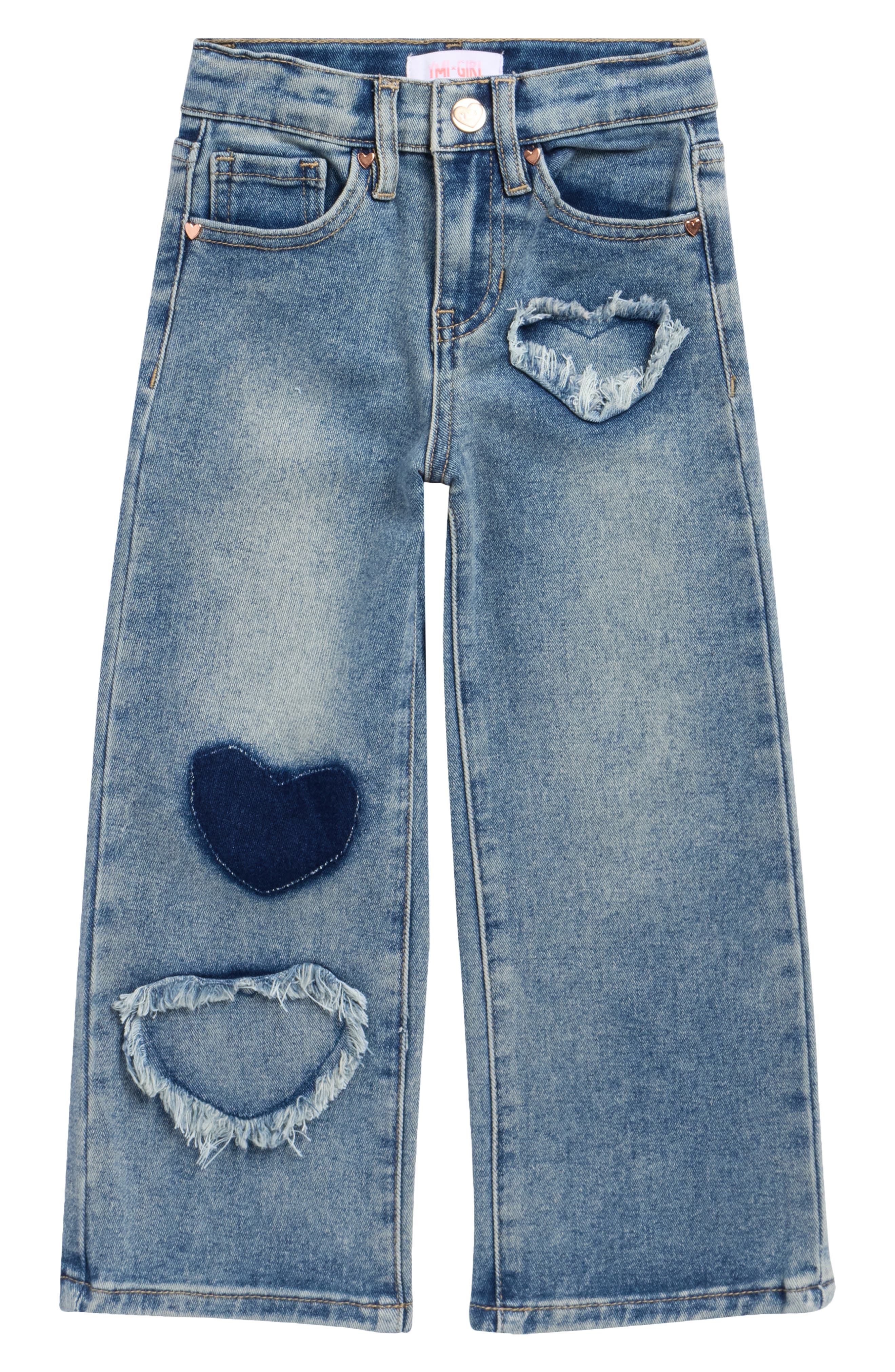 YMI Kids' Heart Patch Wide Leg Jeans