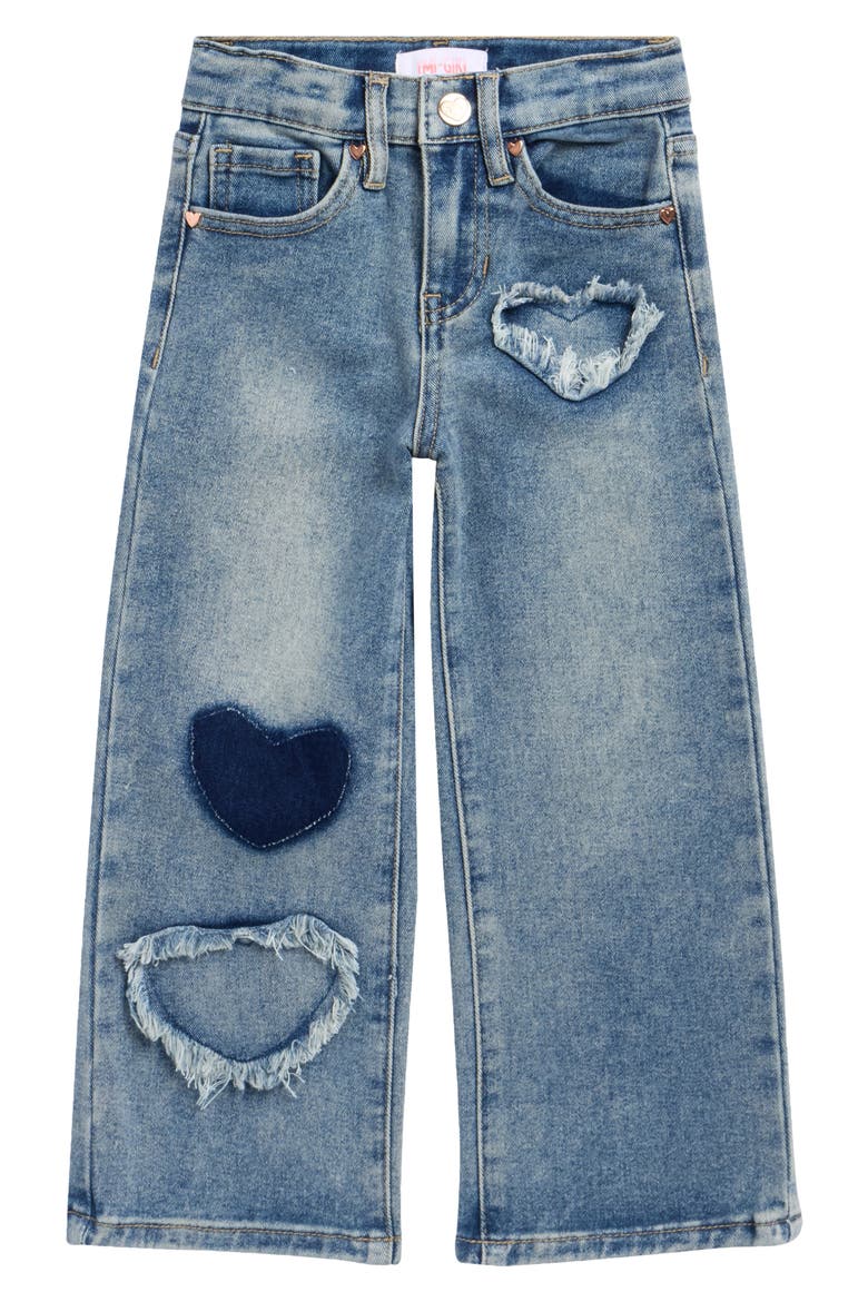 Kids' Heart Patch Wide Leg Jeans, Main, color, MEDIUM