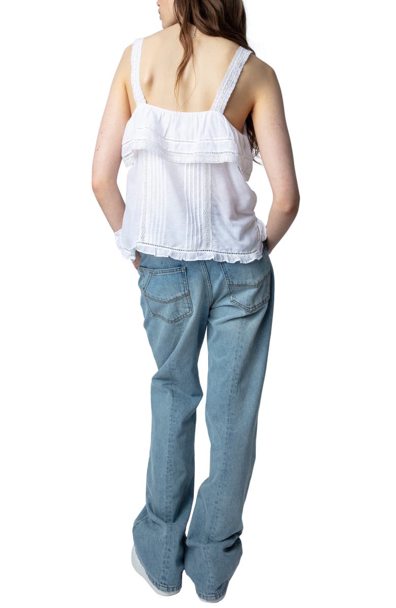 Zadig & Voltaire Cya Lace Trim Cotton Blend Tank, Alternate, color, 