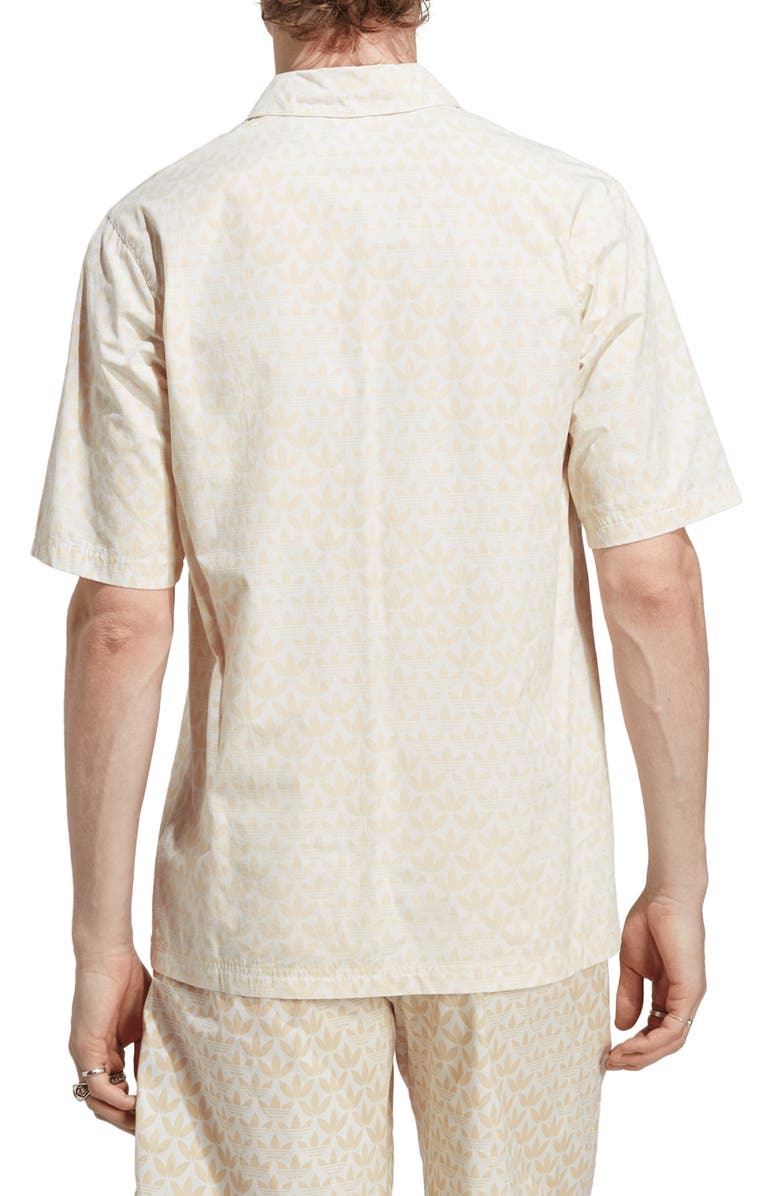 adidas Originals Trefoil Print Short Sleeve Button-Up Shirt, Alternate, color, 
