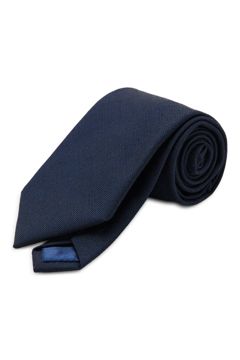 Solid Wool Blend Tie, Main, color, NAVY