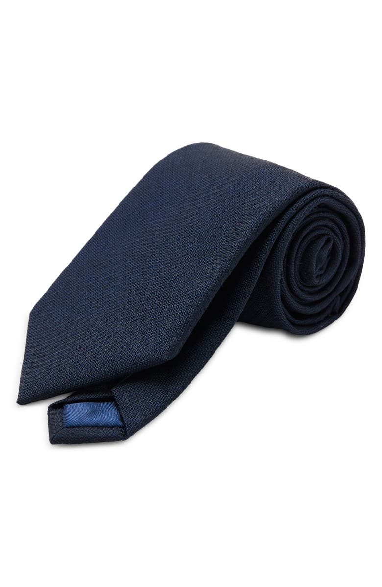 MANGO Solid Wool Blend Tie, Main, color, Navy