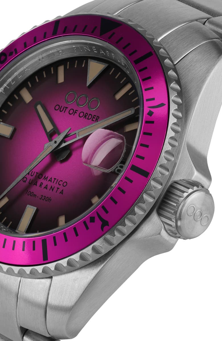 OUT OF ORDER Quaranta Bracelet Watch, 40mm, Alternate, color, Fuchsia