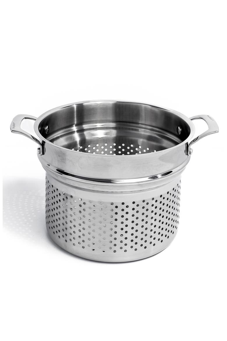 Professional Tri-Ply Stainless Steel Pasta Strainer, Main, color, SILVER