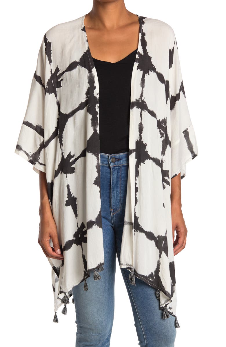 BOHO ME Tassel Trim Cover-Up Kimono, Main, color, 