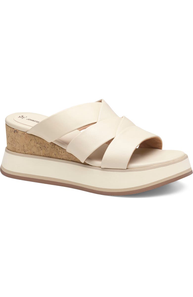 Johnston & Murphy Colleen Platform Wedge Slide Sandal, Main, color, Bone Nappa Leather