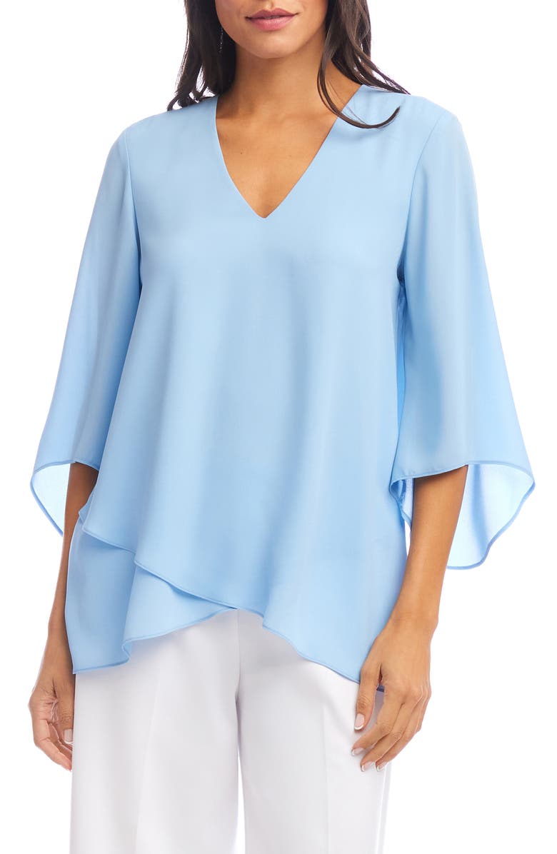 Karen Kane Asymmetric Hem Crepe Top, Main, color, Lake