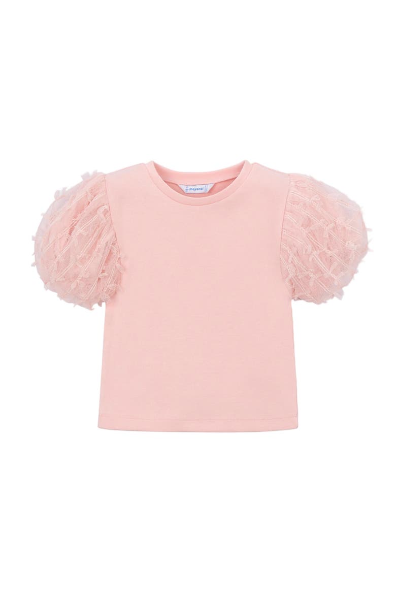 Mayoral Top With Puff Sleeves, Main, color, Pink
