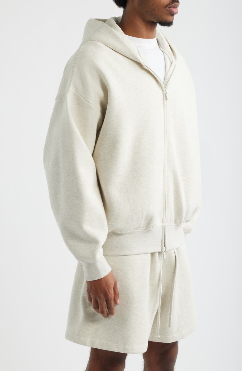 Fear of God Essentials Signature Classic Fit Zip Hoodie, Alternate, color, Oatmeal Heather/ Light Heather