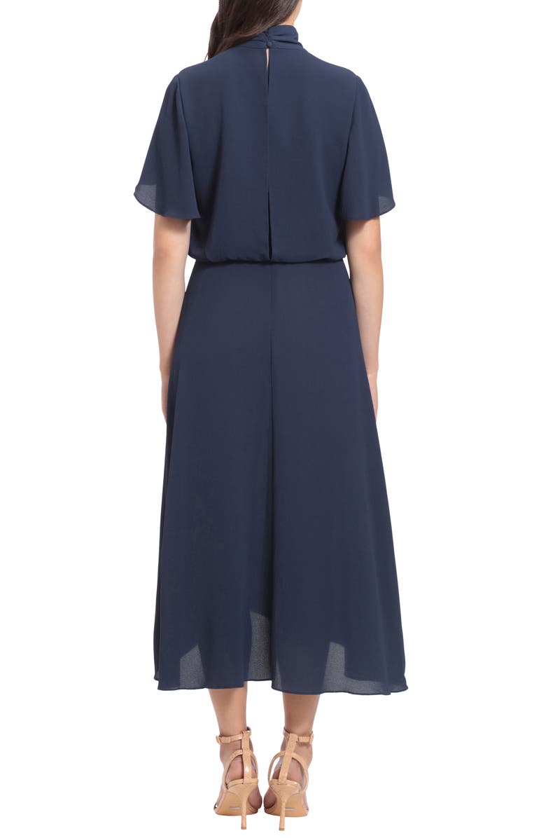 London Times Side Tie Flutter Sleeve Blouson Dress, Alternate, color,