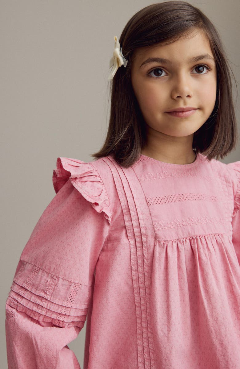 NEXT Kids' Embroidered Cotton Ruffle Shoulder Top, Alternate, color, 