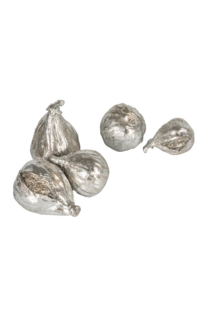 Storied Home Decorative Resin Figs, Silver Finish, Set of 5, Main, color, Silver