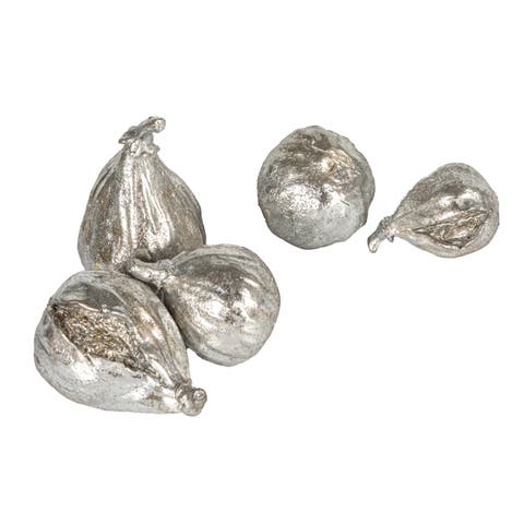 Decorative Resin Figs, Silver Finish, Set of 5