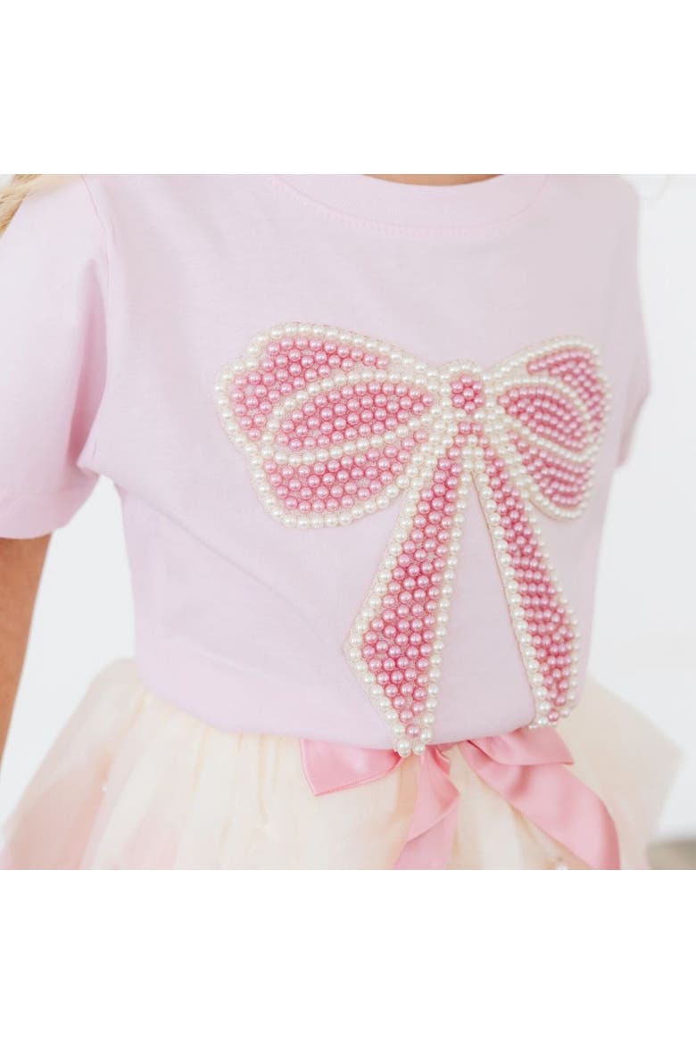 Pearl Bow Patch Short Sleeve T-Shirt, Alternate, color, Ballet Pink