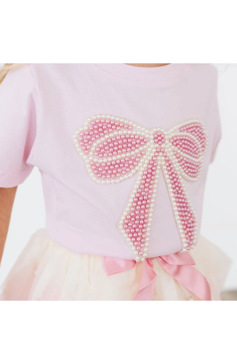 Sweet Wink Pearl Bow Patch Short Sleeve T-Shirt, Alternate, color, Ballet Pink