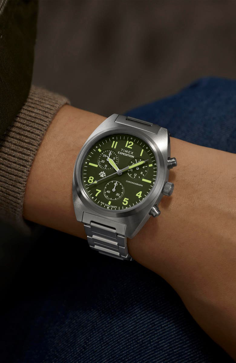 Timex<sup>®</sup> Expedition Capstone Chronograph Bracelet Watch, 41mm, Alternate, color, Silver-Tone