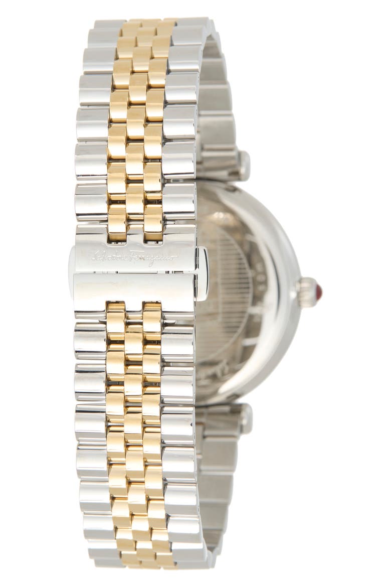 Ora Moonphase Two-Tone Bracelet Watch, 40mm, Alternate, color, WHITE/ TWO TONE
