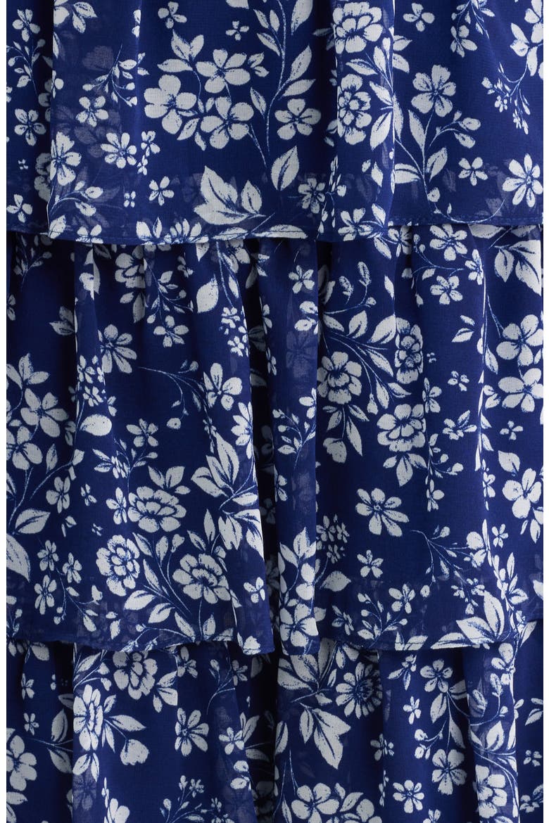 Floral Tiered Midi Dress, Alternate, color, NAVY