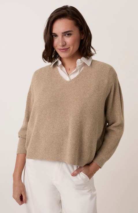 Ribbed V-Neck Jumper