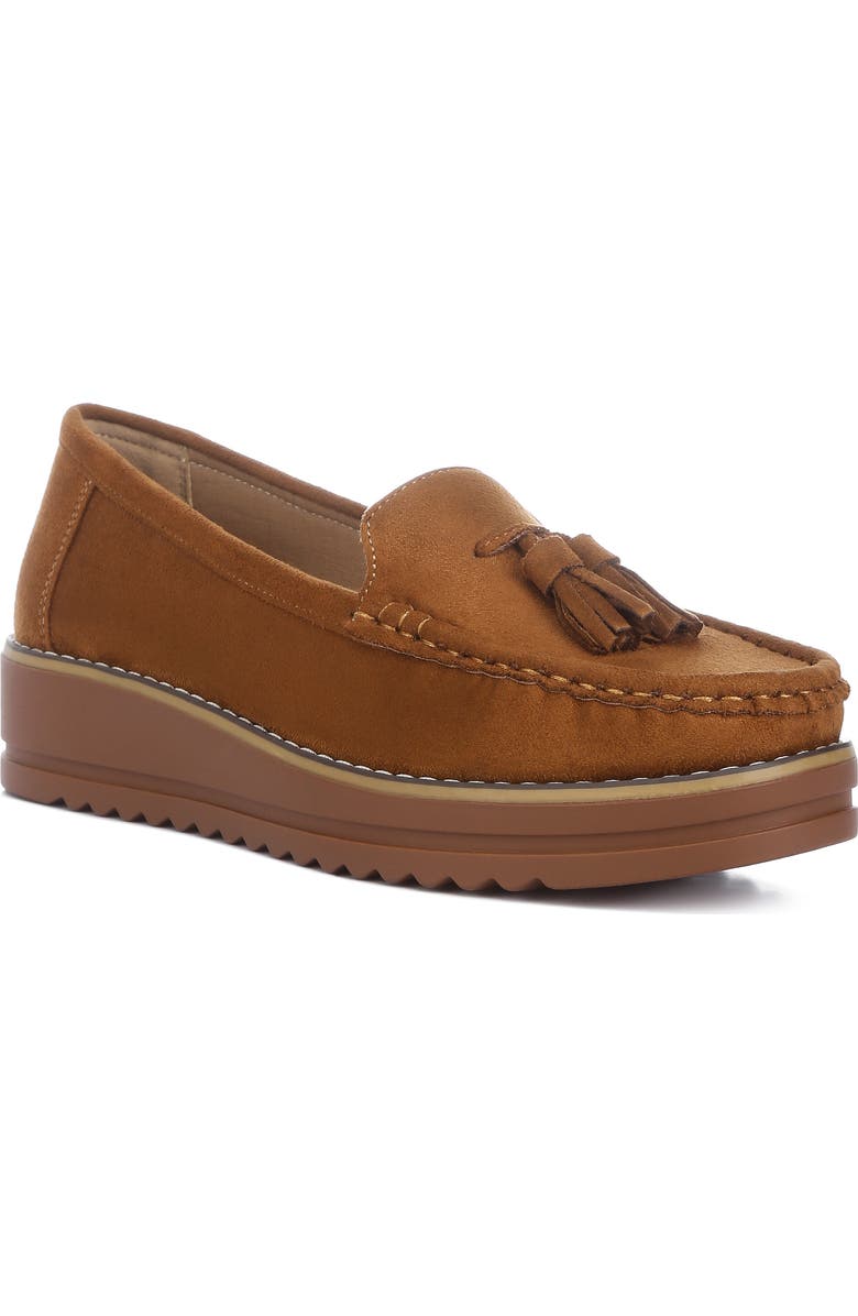 LONDON RAG Daiki Platform Tassel Loafer, Main, color, Tan