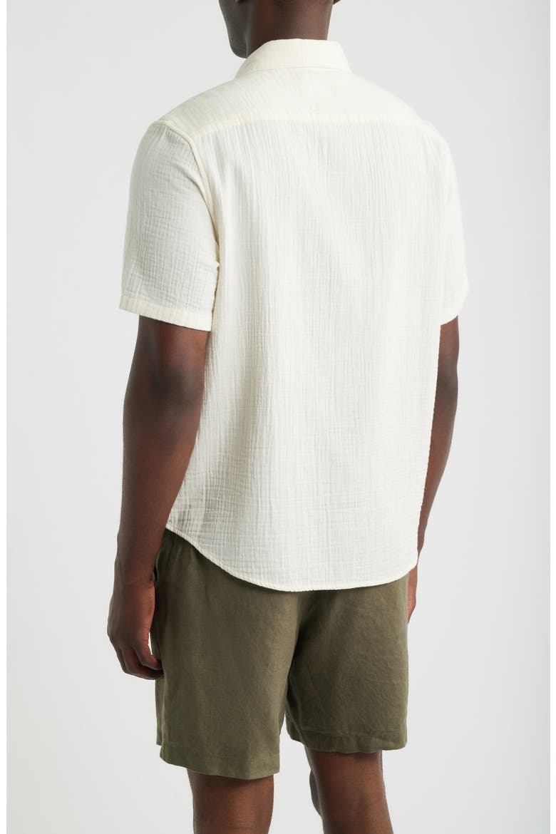 Duo Gauze Short Sleeve Cotton Button-Up Shirt, Alternate, color, IVORY EGRET