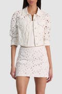 Alice + Olivia Chloe Eyelet Embroidered Denim Jacket