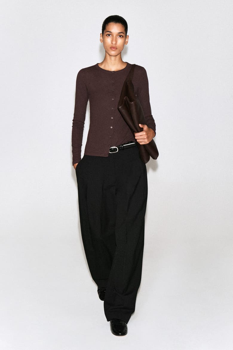 Jersey Cardigan Top, Alternate, color, BORDEAUX