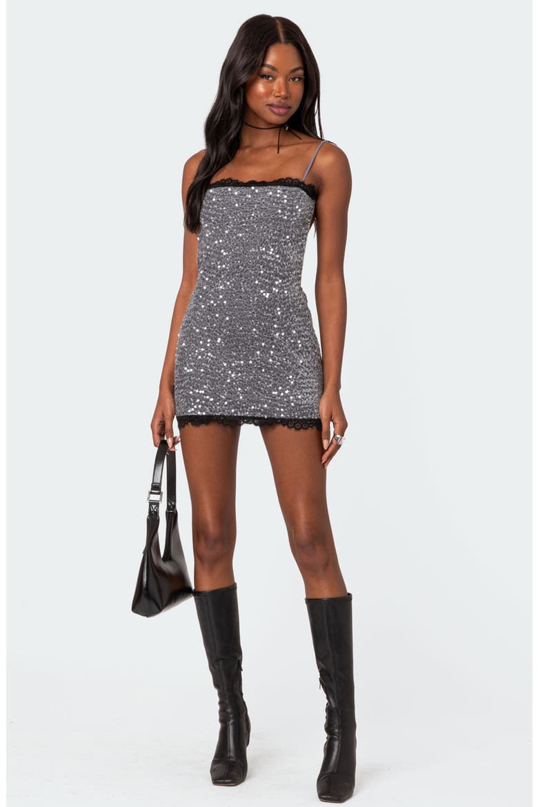 Sylvester Sequin Open Back Minidress, Alternate, color, SILVER