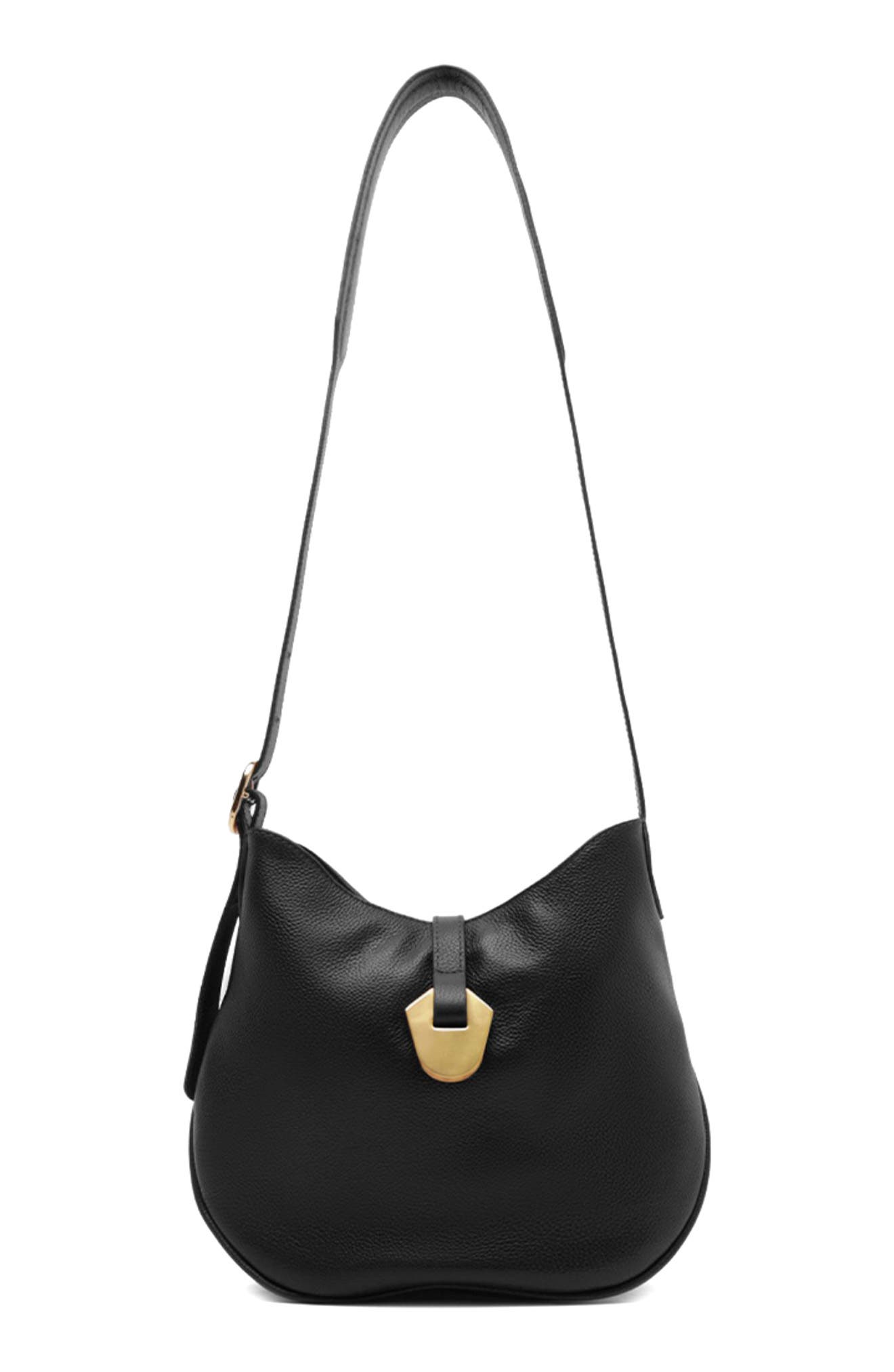 Arezzo Medium Sabrina Leather Crossbody Bag, Main, color, Black