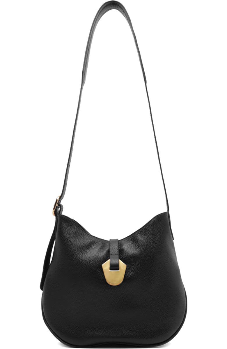 Arezzo Medium Sabrina Leather Crossbody Bag, Main, color, Black