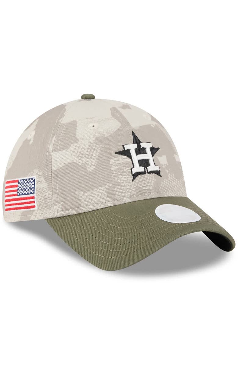 New Era Women's New Era Light Beige/Olive Houston Astros 2025 Armed Forces Day 9TWENTY Adjustable Hat, Main, color,